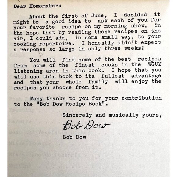 Bob Dow Cookbook WGuy Radio 1250 Presque Isle ME 1960s 1st Edition PB Book E14 - Picture 3 of 6